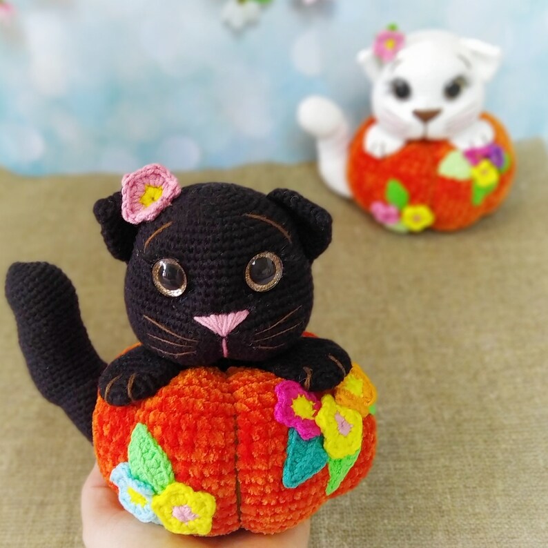 Crochet cat in pumpkin crochet PATTERN Halloween amigurumi PDF Etsy