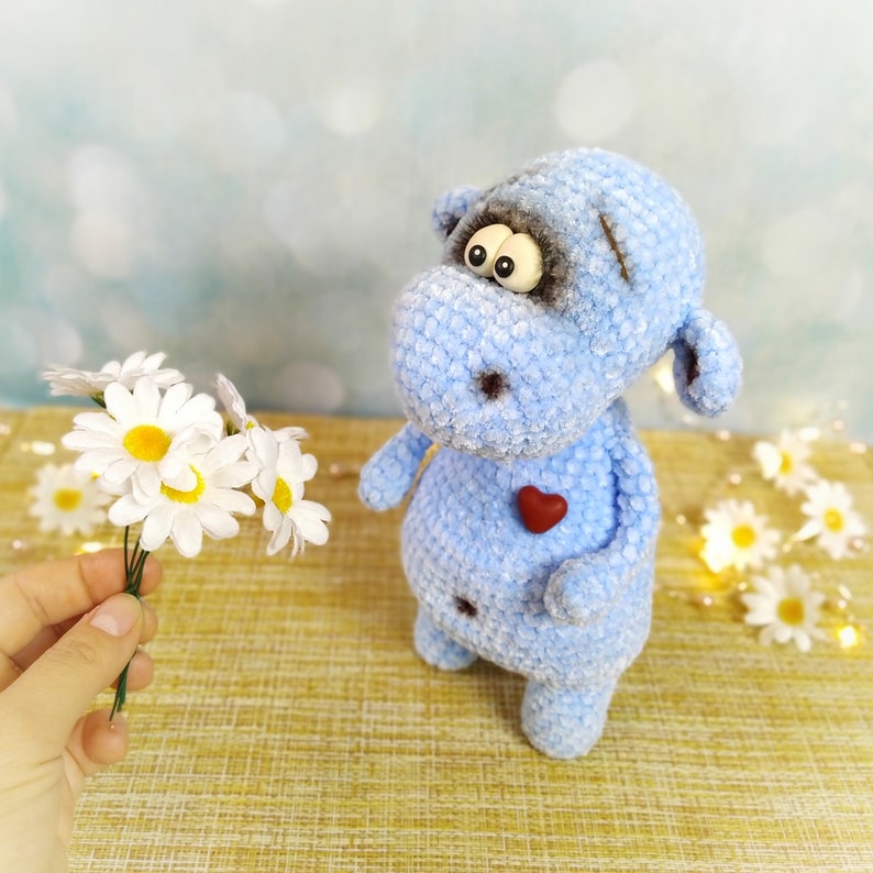 Blue hippo stuffed animal perfect gift nursery decor | Etsy