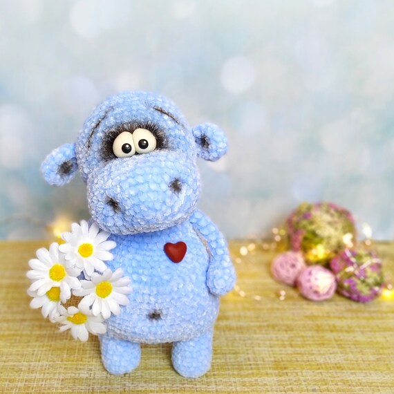 Blue hippo stuffed animal perfect gift nursery decor | Etsy