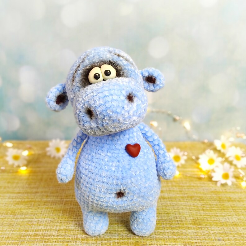 Blue hippo stuffed animal perfect gift nursery decor | Etsy