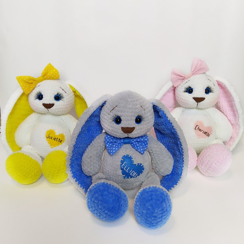 Custom Plush Personalized Bunny Bunny Rabbit Monogram Bunny Etsy