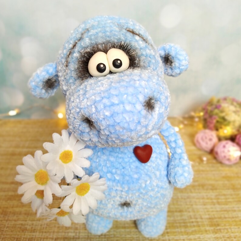 Blue hippo stuffed animal perfect gift nursery decor | Etsy