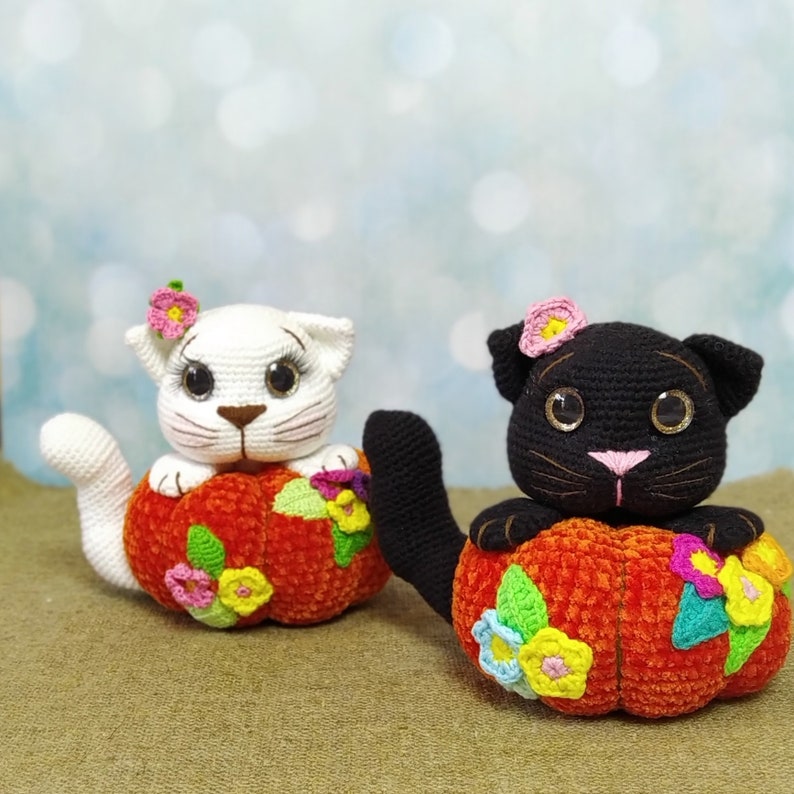 Crochet cat in pumpkin crochet PATTERN Halloween amigurumi PDF Etsy