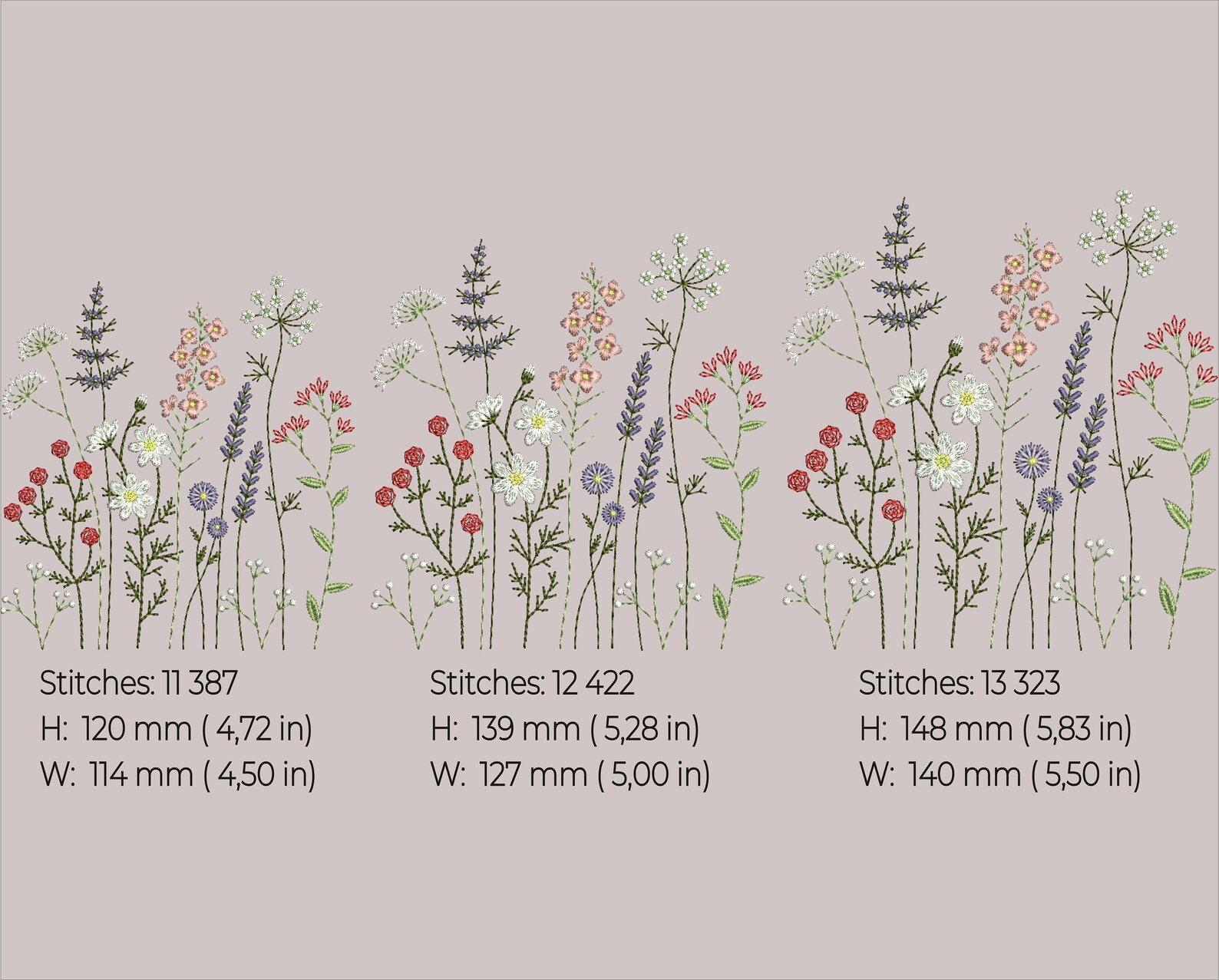 Wildflowers embroidery design. Machine embroidery design Etsy