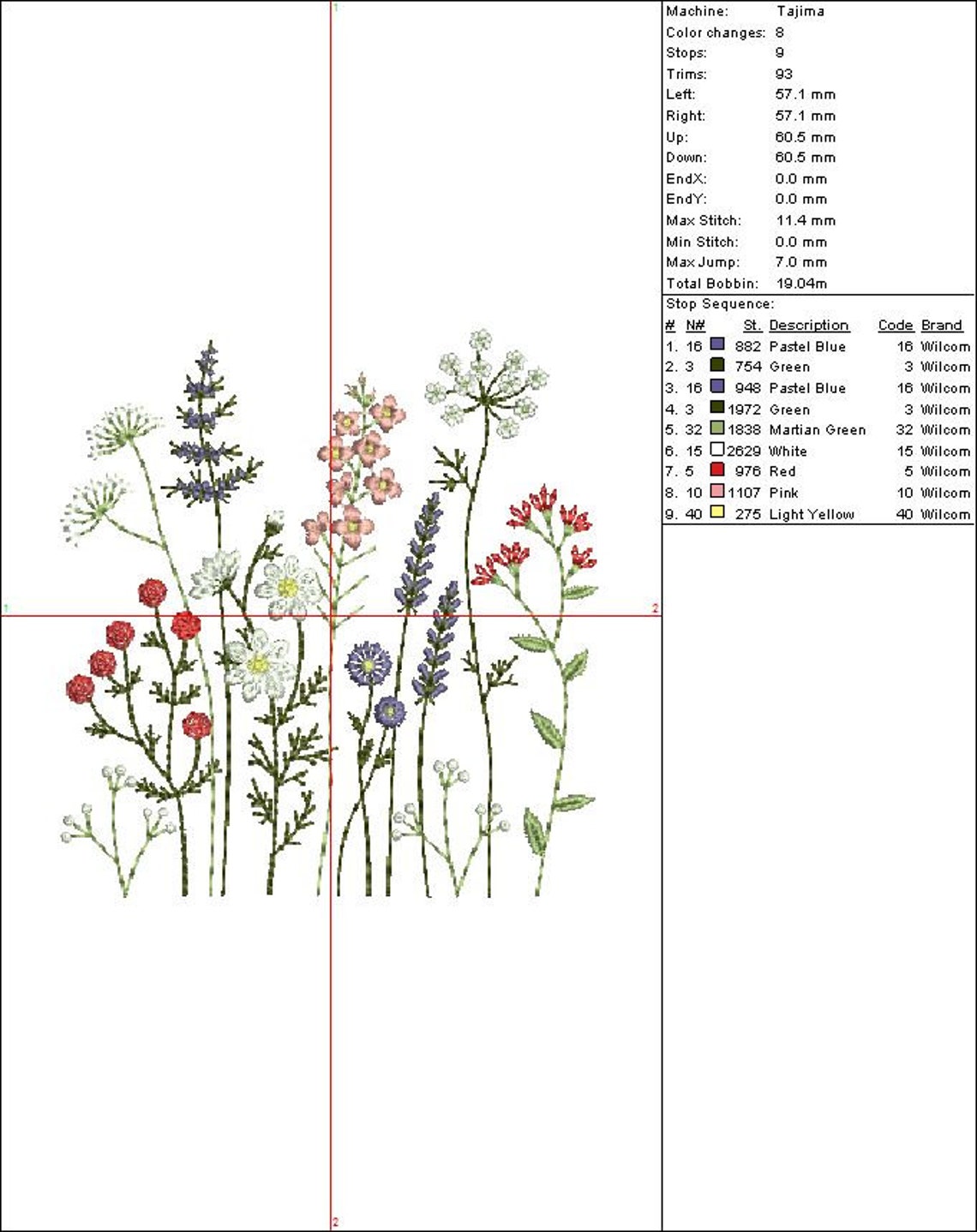 Wildflowers embroidery design. Machine embroidery design Etsy