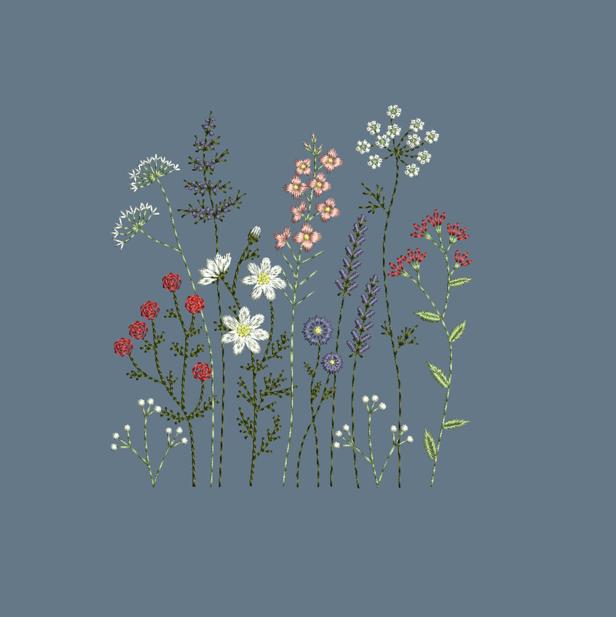 Wildflowers embroidery design. Machine embroidery design Etsy