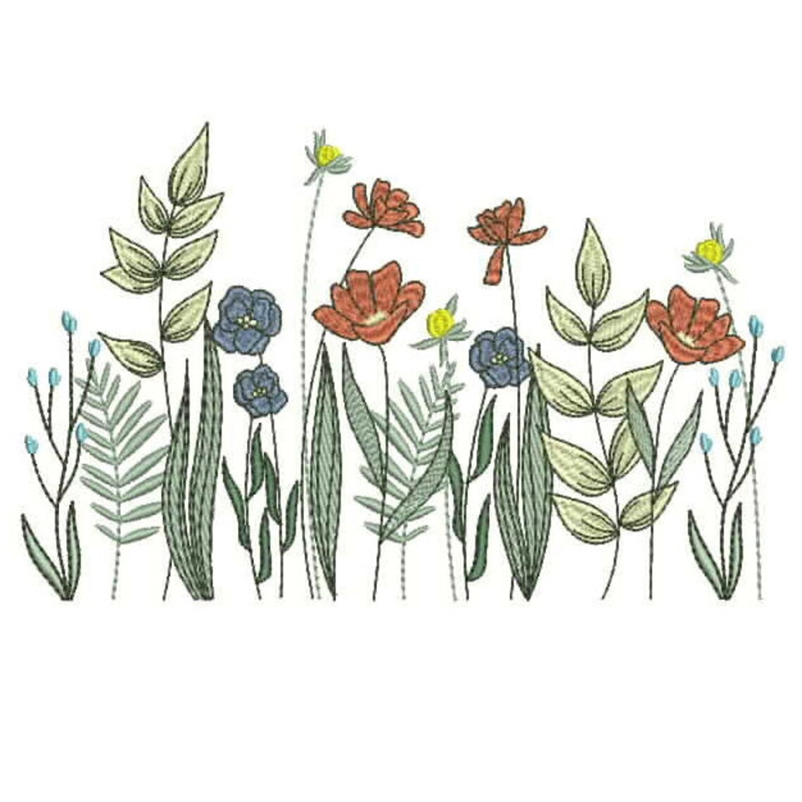 Flower Machine Embroidery Design Wildflowers Wildflowers Etsy