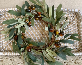 MINI WREATH, Mini Olive Leaves Wreath, Olive Leaf Wreaths, Olive Leaf Candle Ring, Mini Farmhouse Wreath, Mini Olive Branch Wreath