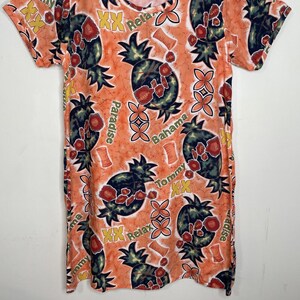 Vintage Tommy Bahama Women's size L Pullover Tunic Dress Cover-up Orange Tropical image 4