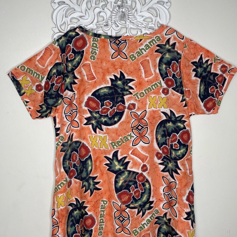Vintage Tommy Bahama Women's size L Pullover Tunic Dress Cover-up Orange Tropical image 11