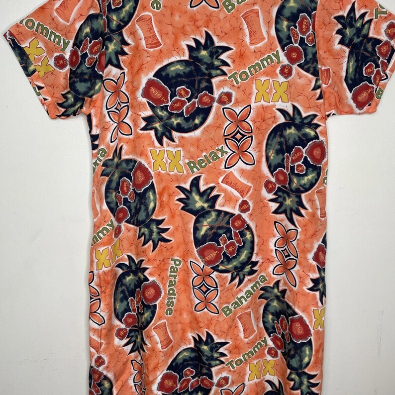 Vintage Tommy Bahama Women's size L Pullover Tunic Dress Cover-up Orange Tropical image 12