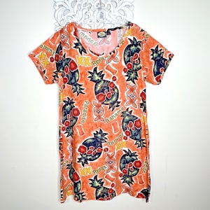 Vintage Tommy Bahama Women's size L Pullover Tunic Dress Cover-up Orange Tropical image 1