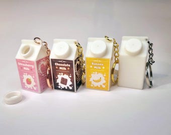 Sleutelhanger minipilhouder – melkpakhouder – sleutelhanger kleine opberger – schattige kawaii-melkdoos – draagbaar pillendoosje