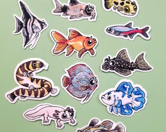 Stickers aquariumvissen: schattige tropische vissen en wezens van vinyl