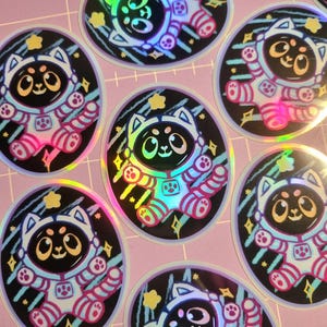 Holografischer Space Cat Sticker