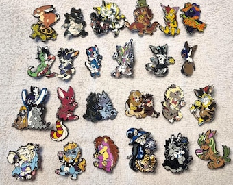 Verschiedene Fursona-Pins – Anstecknadeln mit Fellmotiven aus Hartemaille