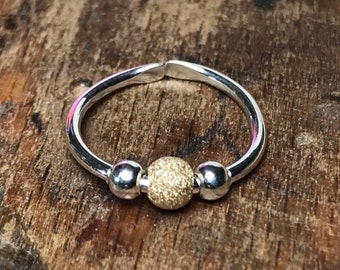 Worry Ring, Anxiety Ring, Fidget Ring Anxiety Bead Ring, Anxiety Ring For Women, Stardust, Yellow Gold Stardust, Meditation Ring