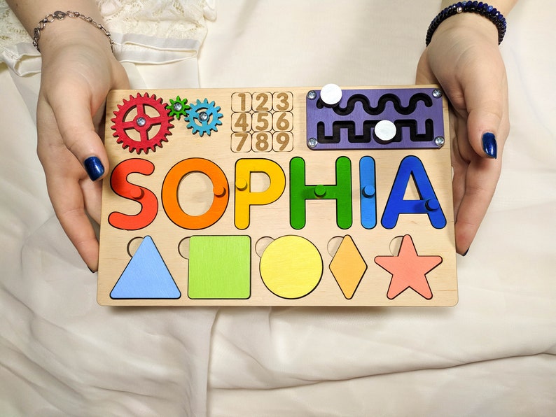 Personalized busy board - Travel busy board Kids name puzzle 