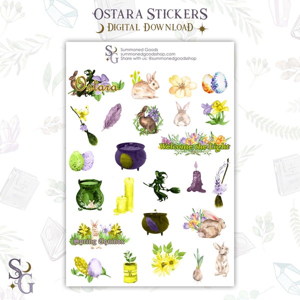 DIGITAL Ostara ~ Digital Pagan Stickers ~ Wiccan Journal