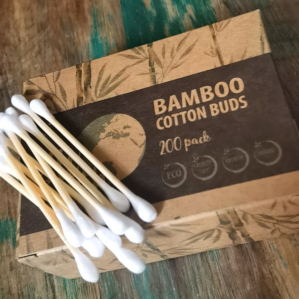 100 - 2000 Bamboo Wooden Cotton Buds Earbud Sticks Swabs Q Tips Vegan Eco Friendly Packs Compostable Biodegradable Natural Zero Waste Makeup
