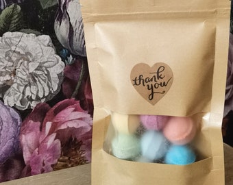 Thank You Teacher Vegan Assorted Mini Bath Marbles Fizzers Bombs Wedding Favour Leaver School Mothers Day Bridesmaids Gift Wrapped Pouch Bag