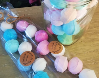 Assorted Mini Bath Marbles Chill Pills Fizzers Fizzies Bombs Wedding Favour Mother's Day Gift Wrapped Bag Gender Reveal Baby Shower Vegan