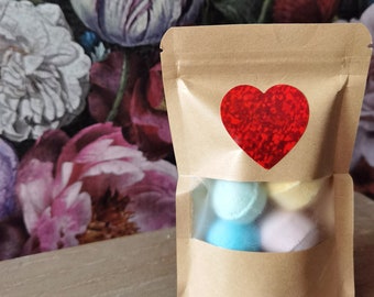 Valentines Day Vegan Assorted Mini Bath Marbles Fizzers Bombs Wedding Favours Party Bridal Baby Shower Mothers Bridesmaids Gift Pouch Bag