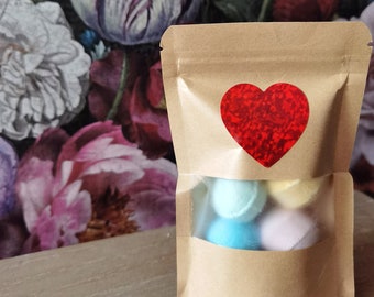 Valentines Day Gift Vegan Mix Mini Bath Marbles Fizzers Bombs Wedding Favours Party Baby Shower Mothers Bridesmaids Teacher Pouch Kraft Bag