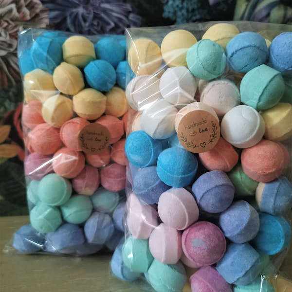 200 Assorted Mixed Assortment Mini Bath Marbles Fizzers Set Bombs Fragrance Gift Party Wedding Favours Fruity Fresh Kids Care 2 Large Bags