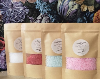 4 Packs Simmering Granules Crystals Wax Melts Sizzlers Warmers Oil Burner Strong Scented Fragrance Natural Salts Resealable Gift Bag 50g