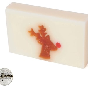 Rudolph Red Nose Reindeer Deer Xmas Glycerine Soap Bath Bar 120g Cruelty Free Vegan Boxed Stocking Filler Secret Santa Slice Christmas Gift