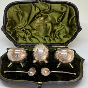 コレクション Mappin & Webb Silver Condiment Set Beautiful Antique English Sterling Silver Condiment Set