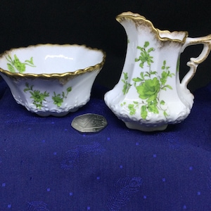 Antique Miniature Porcelain Jug and Bowl: Bishop & Stonier, Hand-Painted, 1898