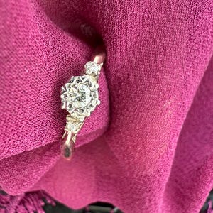 Edwardian Diamond Solitaire Ring: 18K Gold & Platinum Engagement Ring