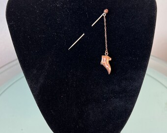 Victorian 9 Carat Rose Gold Boot Pin Charm on Chain Rare and Unusual Antique