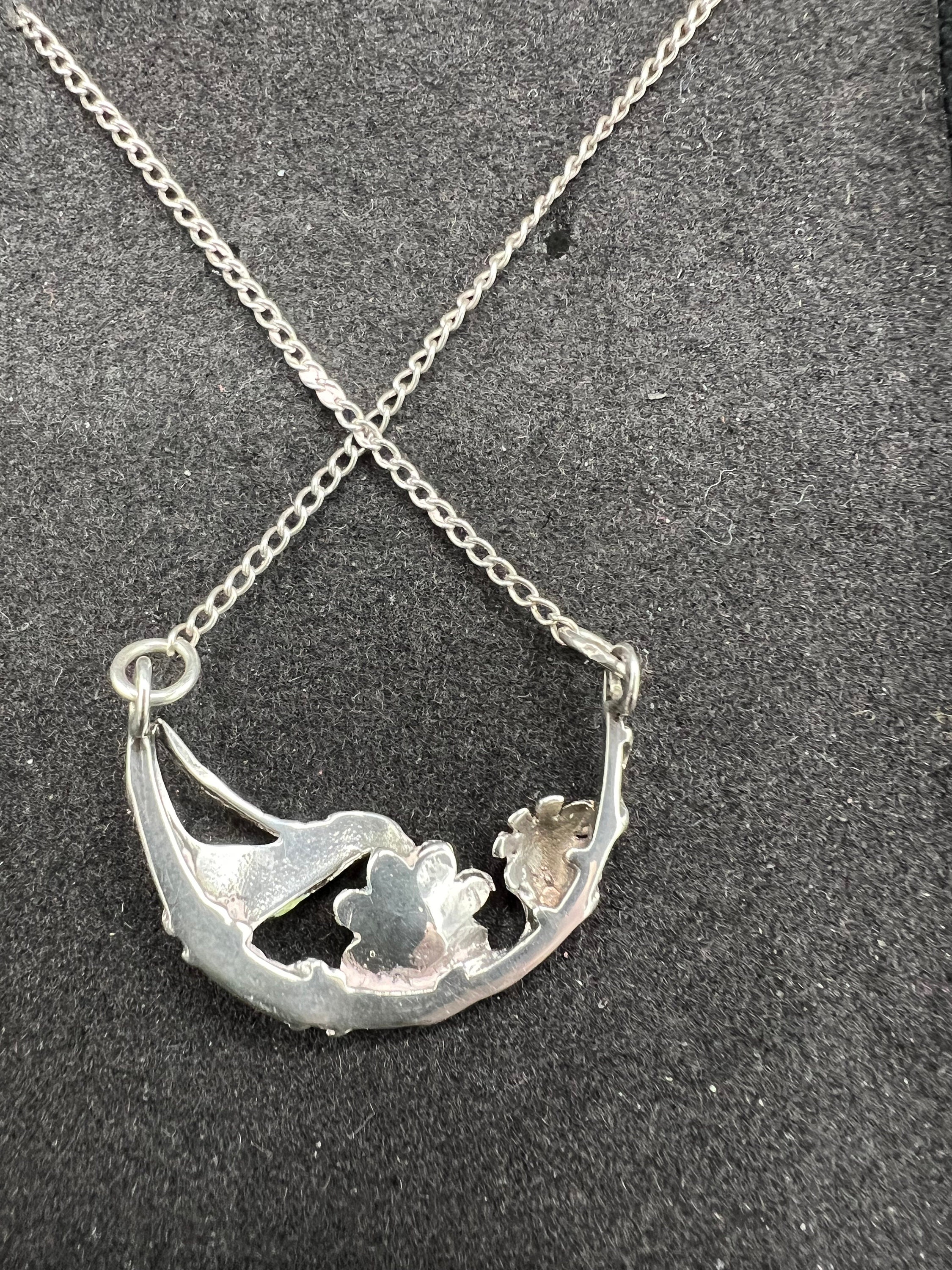 Pendentif En Argent Sterling USA – Style Années 70, Occasion, Pièce Vintage Unique Et élégante
