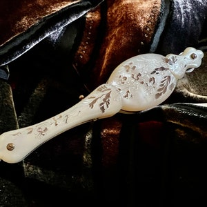 French Antique Silver Gilt Mother of Pearl Lorgnettes with Carved Foliate Pique Point Decoration Stunning Antique
