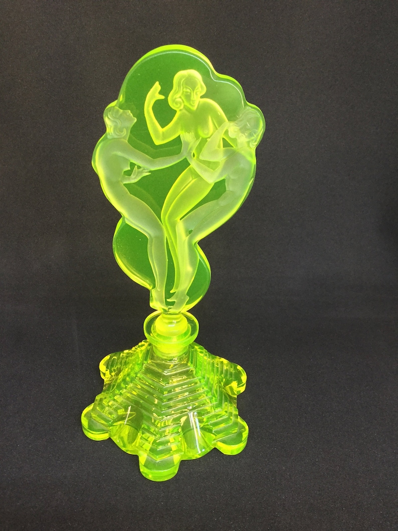 Bohemian Czech Yellow Uranium Glass Perfume Bottle c1930 image 0