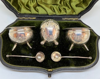 Antique Mappin & Webb Sterling Silver Condiment Set: Victorian