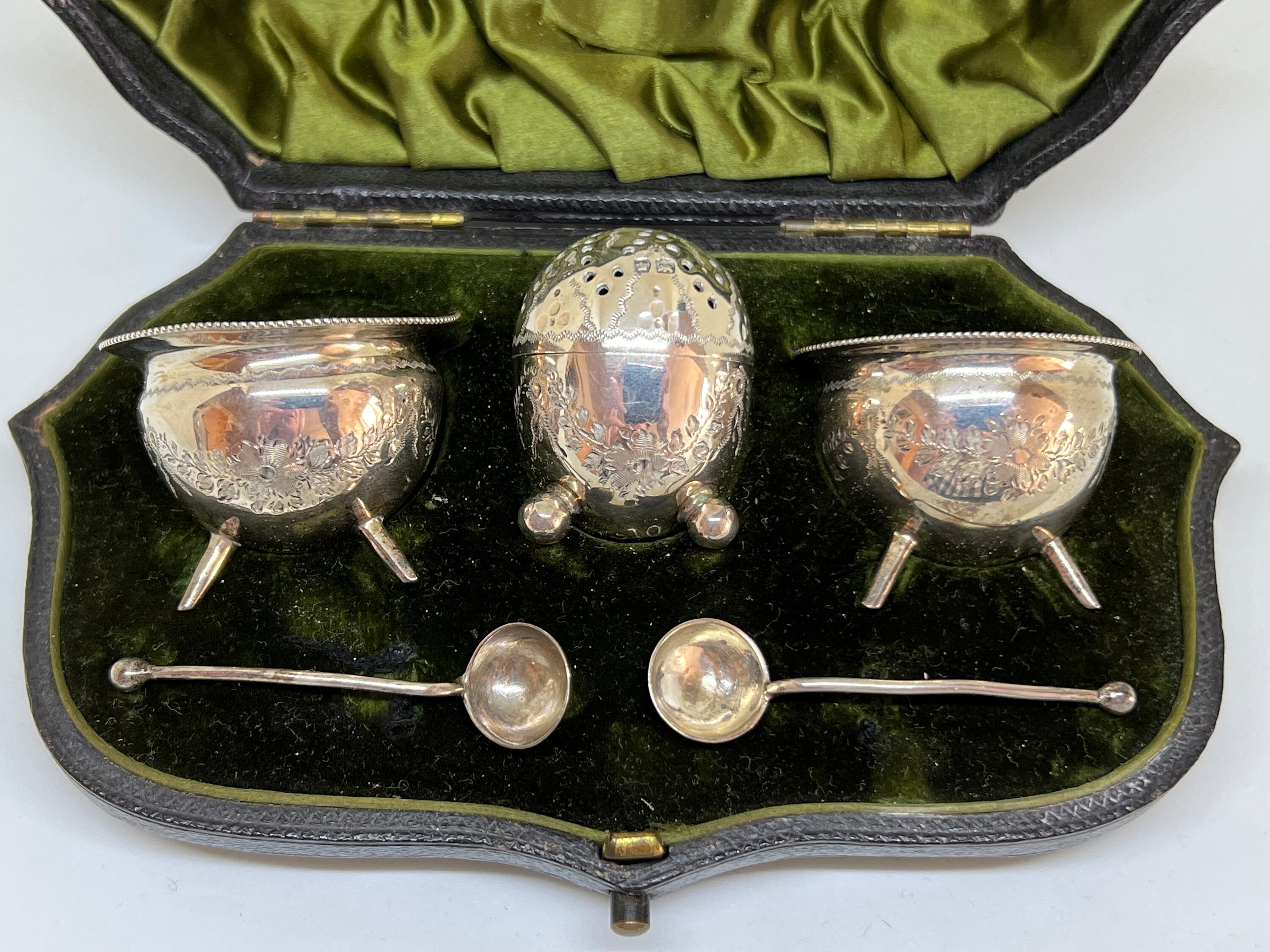 Antique Mappin & Webb Sterling Silver Condiment Set: Victorian