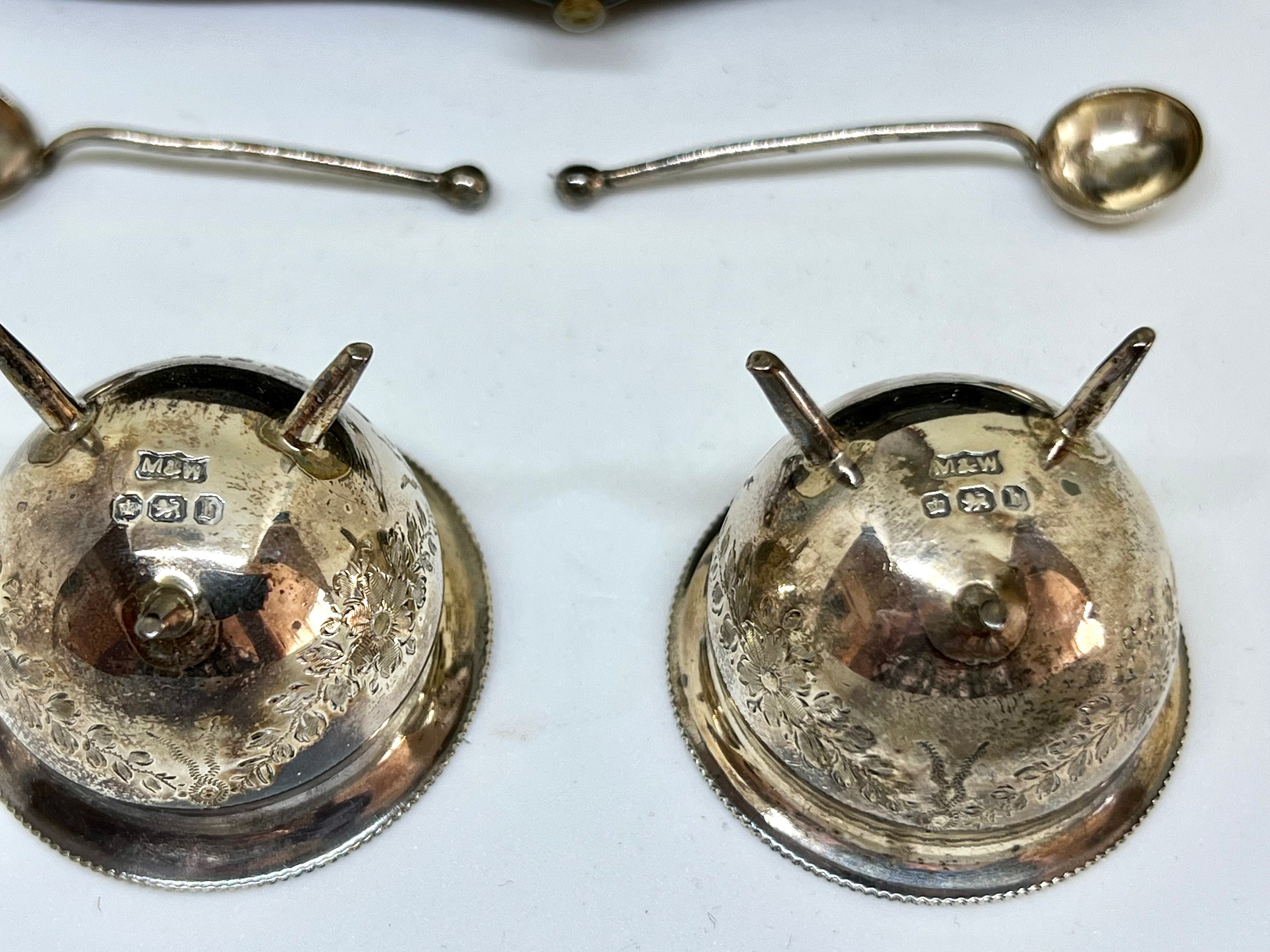 Antique Sterling Silver Three Piece Condiment Set With