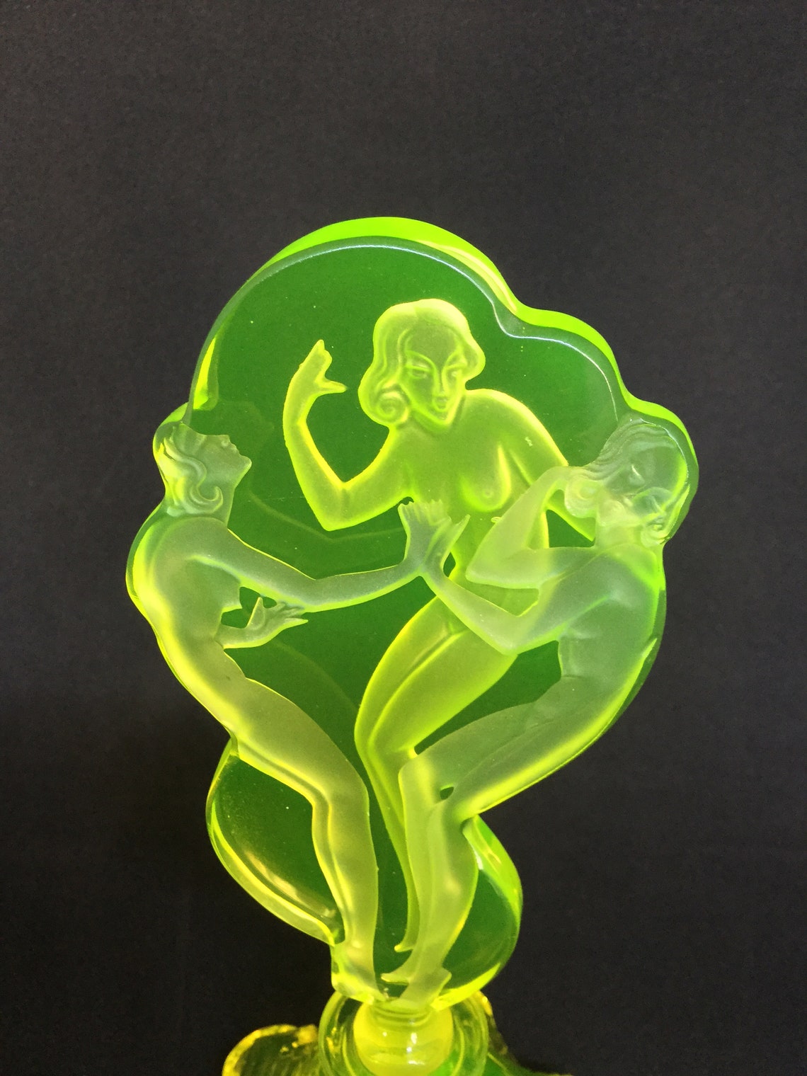 Bohemian Czech Yellow Uranium Glass Perfume Bottle c1930 image 1