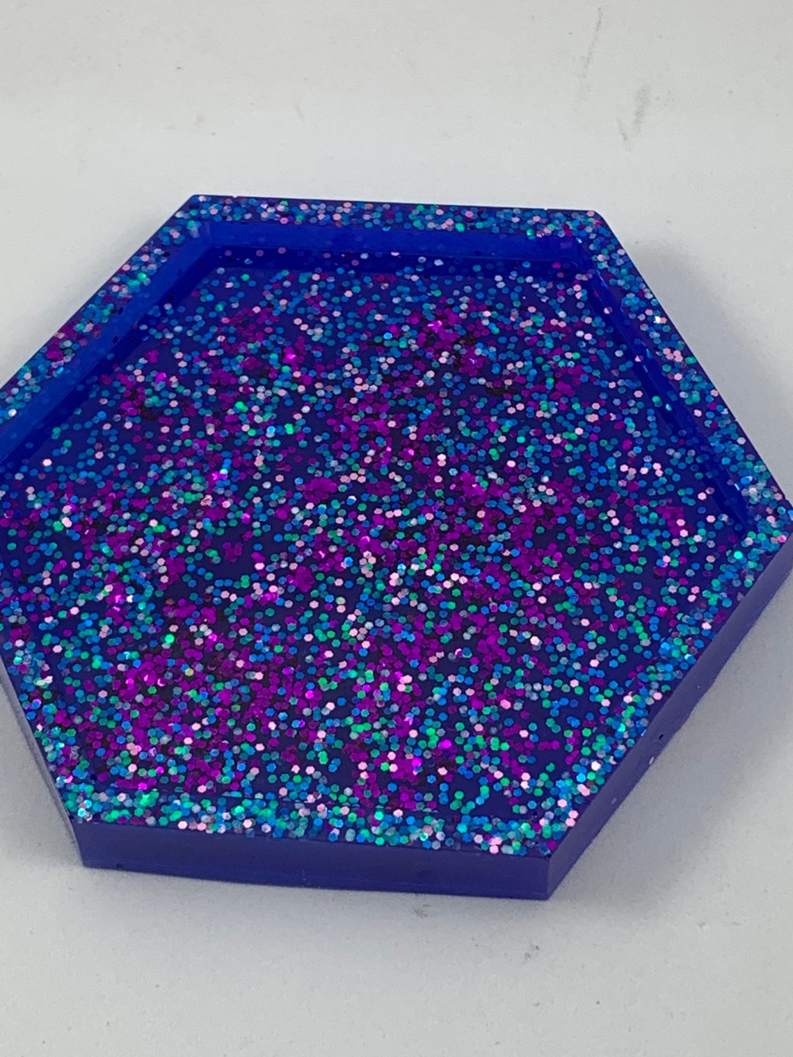 Handmade Epoxy Resin Blue / Purple Glitter Coaster Etsy