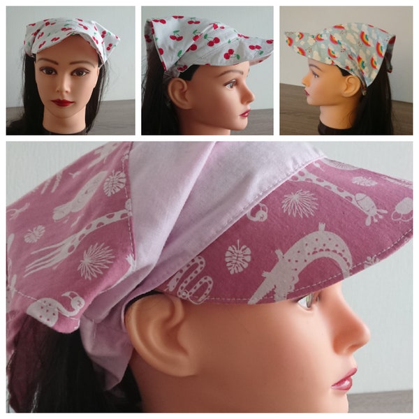 Schirmmütze aus Baumwolle /Bandana-Schirmmütze, Sonnenschutz, Kopftuch mit Schirm, Haarband mit Schirm