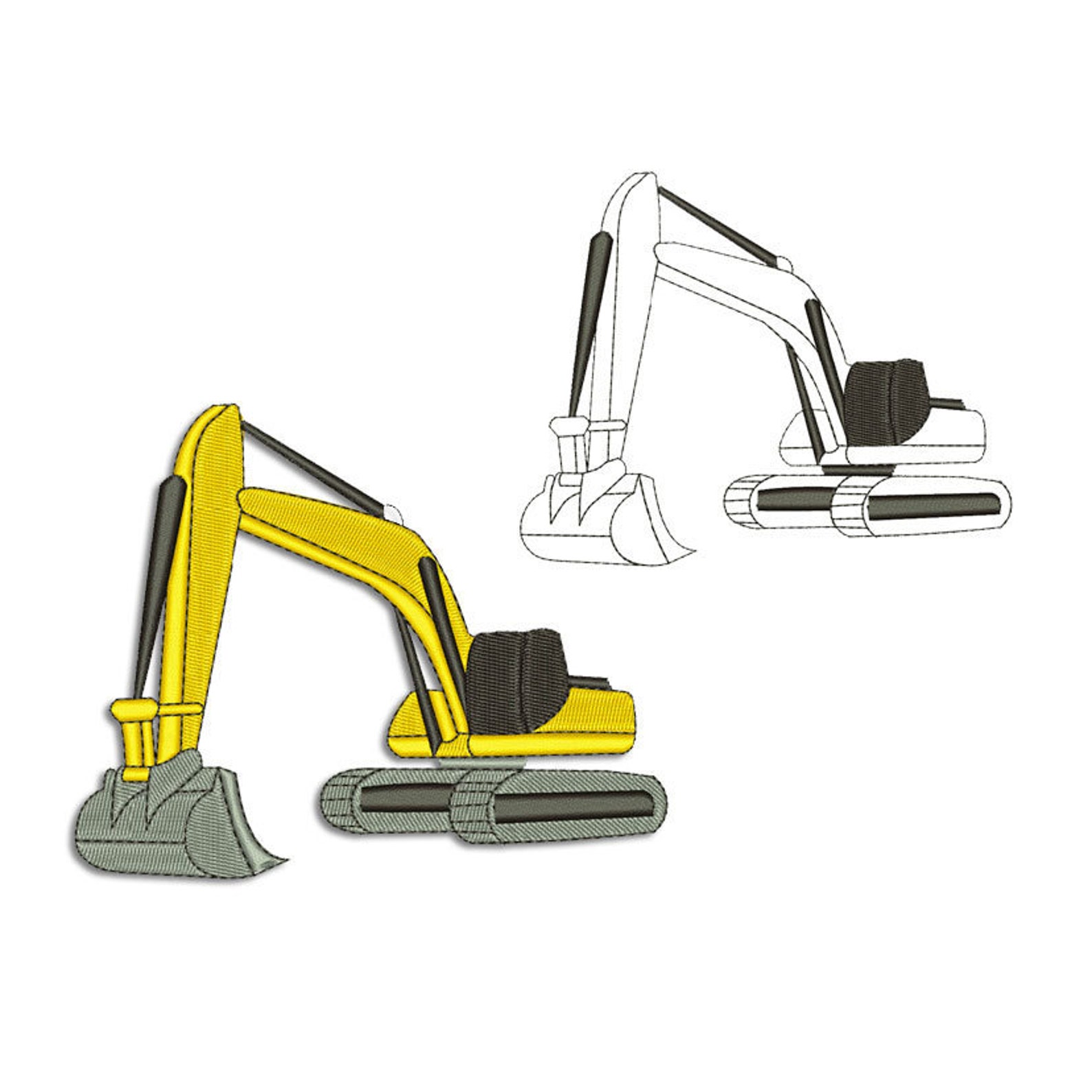 Excavator Embroidery Design Files Etsy