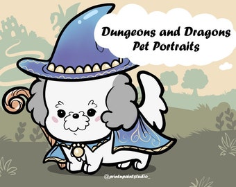 Chibi Dungeons & Dragons Custom Pet Portrait