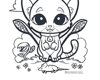 Dungeons & Dragons Coloring Sheet - Displacer Beast Kitten