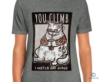 Lazy Tattoo Cat Unisex Jersey Short Sleeve Tee | Rock Climbing