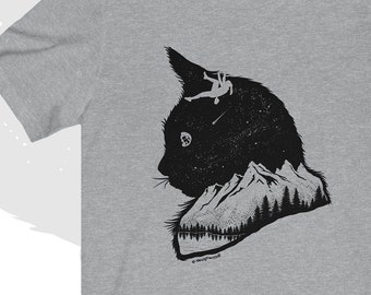 Vrouwelijke bergbeklimmers kattenliefhebbers Unisex Jersey korte mouw Tee | Rotsklimmen | Boulderen