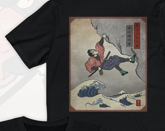 Deep Water Soloing Kanji (beide zijden bedrukte stijl) Unisex Jersey T-shirt met korte mouwen | Rotsklimmen | Boulderen